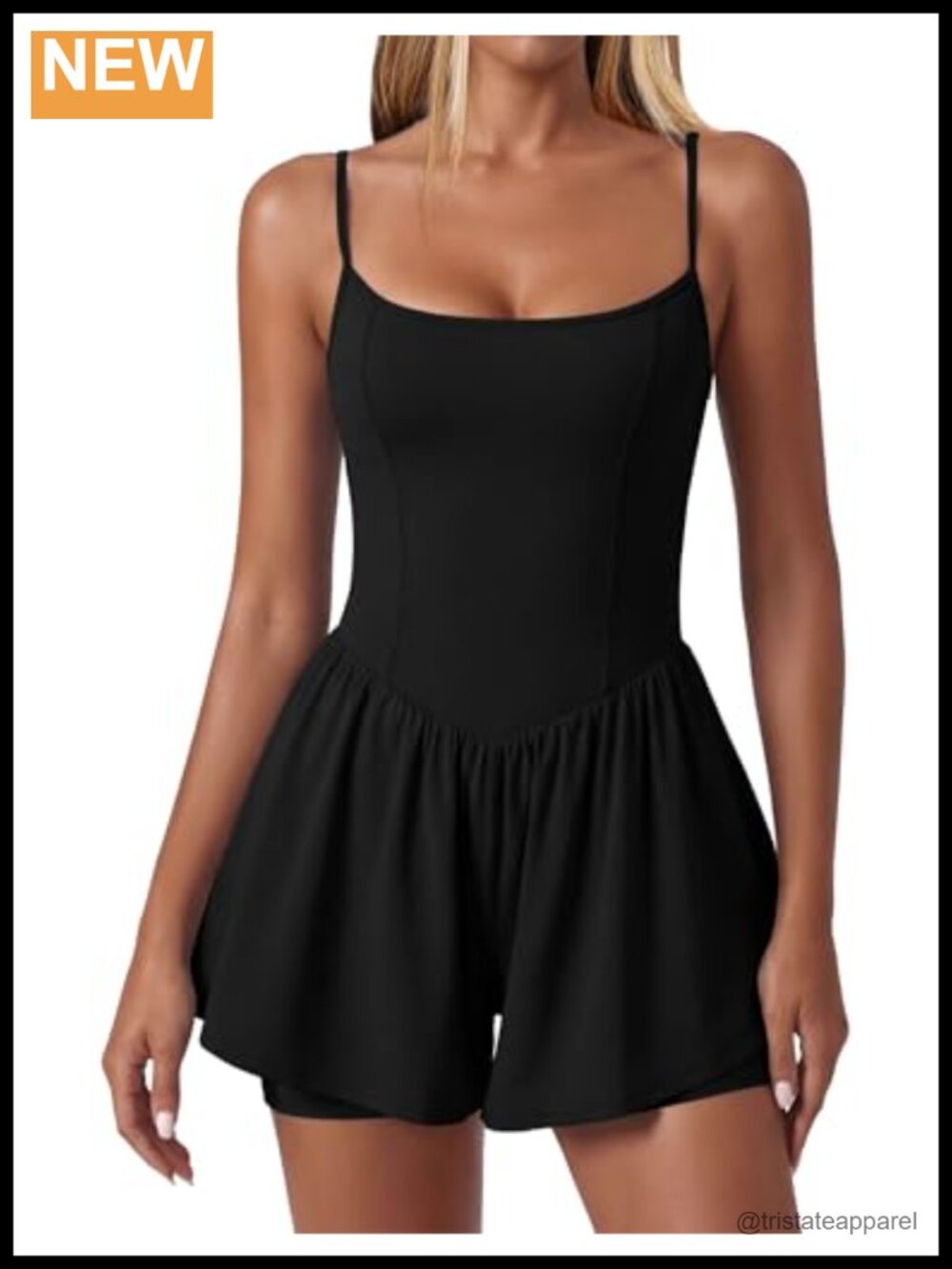 Nylon Spandex Workout Romper Built-in Shorts Athletic Jumpsuit